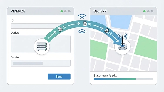 Telas do sistema de integração Riderize